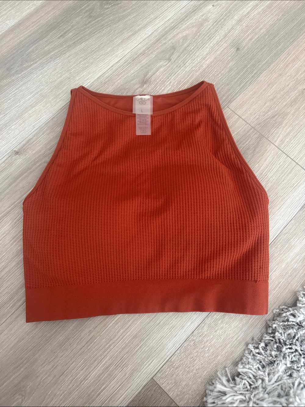 High-Neck Crop Tank Top - Rust